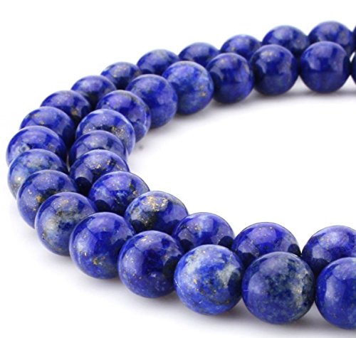1 Strang natürlicher blauer Lapislazuli-Heilstein, 10 mm, runde lose Perlen, Edelstein-Abstandshalter (34–37 Stück) für Bastel- und Schmuckherstellung, GY20-10 von SKKIKHYBPO