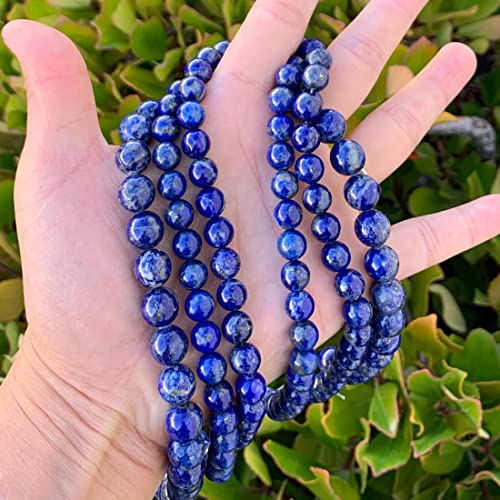 1 Strang natürlicher blauer Lapislazuli-Heilstein, nicht gefärbt, 8 mm, runde lose Perlen, Edelstein-Abstandshalter (44–47 Stück) für Bastelarbeiten, Schmuckherstellung, GE15-8 von SKKIKHYBPO