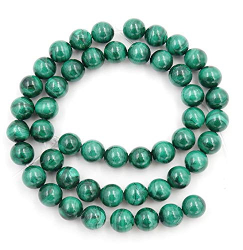 1 Strang natürlicher grüner Malachit, Heilstein, 6 mm, rund, lose Perlen, Edelstein-Abstandshalter (58–62 Stück) für Bastelarbeiten, Schmuckherstellung, GE10-6 von SKKIKHYBPO