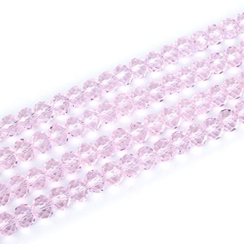 10 Stränge tschechische facettierte Rondelle-Kristallglasperlen, lose Perlen, 6 mm, Abstandshalter, Großpackung, hellrosarot (840–860 Stück) für Bastelarbeiten, Schmuckherstellung, CCR603 von SKKIKHYBPO