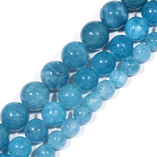 10 mm blaue Chalcedon-Perlen, rund, lose Perlen, Natursteinperlen für Schmuckherstellung von SKKIKHYBPO