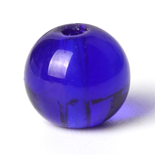 100 Stück 6 mm blaue Glasperlen rund lose Edelsteine Energieheilungsperlen Lochgröße 1 mm DIY glatte Perlen für Armbänder, Halsketten, Ohrringe, Schmuckherstellung von SKKIKHYBPO