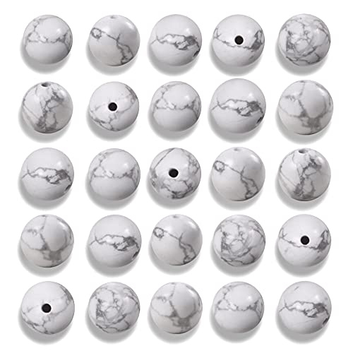 100 Stück 8 mm natürliche, glatte weiße Howlith Edelsteinperlen runde lose Steinperlen für Schmuckherstellung mit Kristall-Stretchschnur 100 Stück 8 mm natürliche, glatte weiße Howlith Edelsteinperlen runde lose Steinperlen für Schmuckherstellung mit Kristall-Stretchschnur von SKKIKHYBPO