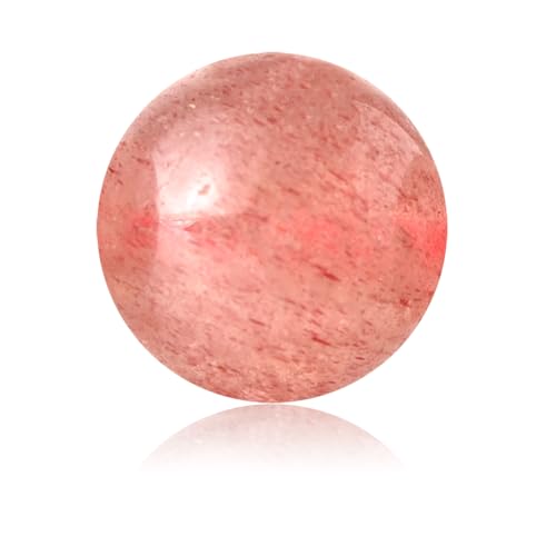 100 Stück Natursteine, 6 mm, Achat, rund, lose Edelsteine, glatte Perlen mit Loch für Halsketten, Armbänder, Ohrringe, mit kostenloser Kristall-Stretchschnur (Erdbeerquarz) von SKKIKHYBPO