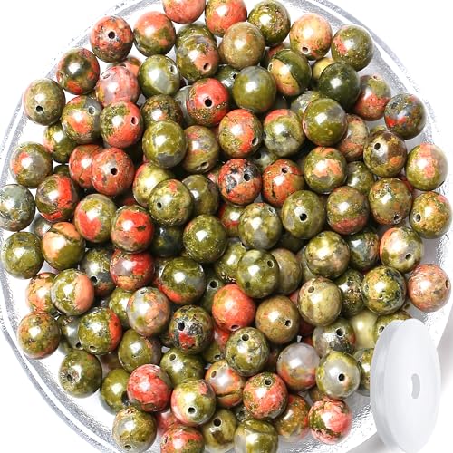 100 Stück natürliche 8 mm Unakit-Edelsteine für selbstgemachte Armbänder, Halsketten, Ohrringe, Schmuckherstellung, echte Stein-Kristallperlen, Qjj2024033004 von SKKIKHYBPO