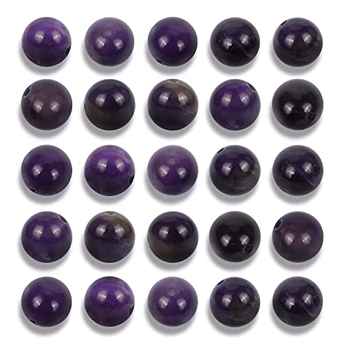100 Stück natürliche glatte Amethyst-Perlen, rund, lose Steinperlen für Schmuckherstellung, mit Kristall-Stretchkordel 100 Stück natürliche glatte Amethyst-Perlen, rund, lose Steinperlen für Schmuckherstellung, mit Kristall-Stretchkordel von SKKIKHYBPO