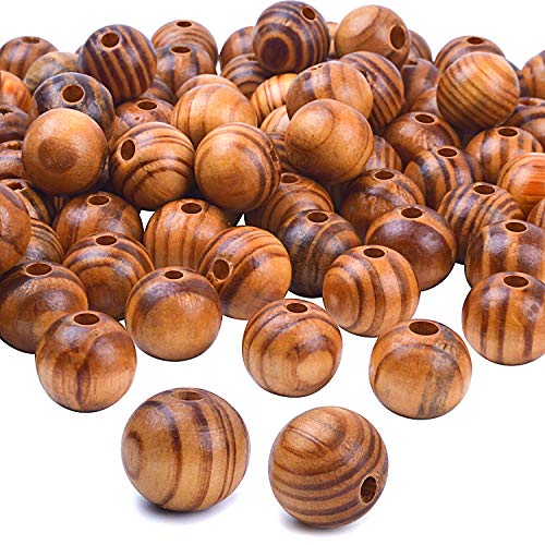 100 Stück runde Holzperlen, 16 mm, Naturholz, Abstandshalter, Holzperlen für Schmuckherstellung, DIY von SKKIKHYBPO