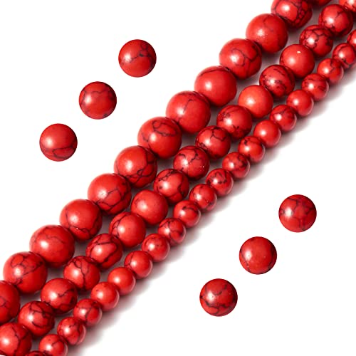 108 Stück 10 mm natürliche rote Türkisperlen, rund, lose Perlen für Schmuckherstellung 108 Stück 10 mm natürliche rote Türkisperlen, rund, lose Perlen für Schmuckherstellung von SKKIKHYBPO
