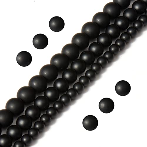 108 Stück 6 mm natürliche, mattschwarze Perlen, rund, lose Perlen für Schmuckherstellung von SKKIKHYBPO