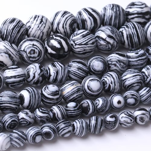12 mm schwarze und weiße Pfauen-Perlen, rund, lose Perlen, Energiesteinperlen für Schmuckherstellung, DIY, Armband, Halsketten von SKKIKHYBPO