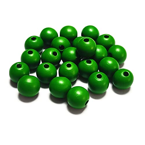 150 Stück 16 mm grüne Holzperlen, unlackiert, runde Abstandshalter, Holzperlen für Bastelarbeiten, Girlanden, Bauernhaus-Dekoration, Schmuck-Armband, Halskette, Weihnachtsfeiertagsdekoration von SKKIKHYBPO