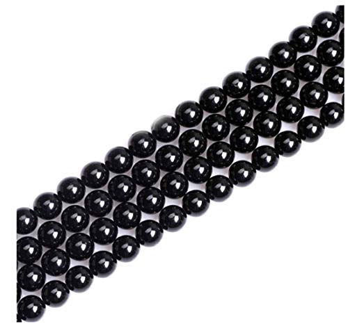 2 Stränge, natürlicher schwarzer Turmalin-Heilstein, 6 mm, runde lose Perlen, Edelstein-Abstandshalter (116–124 Stück) für Bastelarbeiten, Schmuckherstellung, GE13-6 von SKKIKHYBPO