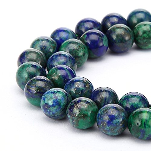 2 Stränge natürlicher Lapis-Chrysokoll-Heilstein, 6 mm, runde lose Perlen, Abstandshalter (116–124 Stück) für Bastelarbeiten, Schmuckherstellung, GF1-6 von SKKIKHYBPO