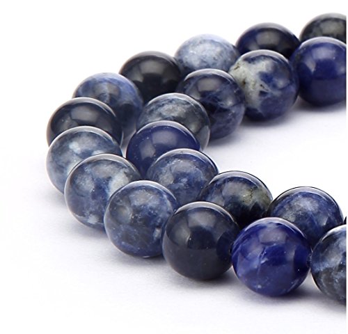 2 Stränge natürlicher blauer Sodalith-Heilstein, 6 mm, runde lose Perlen, Edelstein-Abstandshalter (116–124 Stück) für Bastelarbeiten, Schmuckherstellung, GY6-6 von SKKIKHYBPO