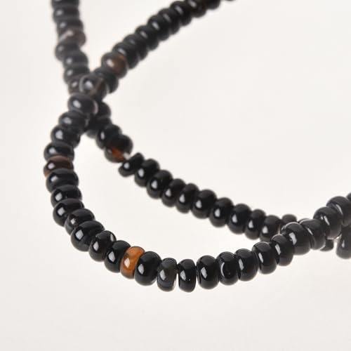 2 x 4 mm Naturstein-Rondell-Abstandsradscheibe, lose zur Herstellung von Perlenschmuck (schwarzer Achat) von SKKIKHYBPO
