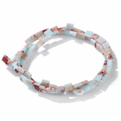 2 x 5 mm natürliche azurblaue imperiale Jaspis-Steine, 2 Löcher, Tila-Perlen, flach, quadratisch, lose, rechteckige Abstandshalter, Perlen für DIY-Armbänder, Ohrringe, Schmuckherstellung von SKKIKHYBPO
