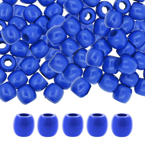 200 blaue Holzperlen mit großem Loch, für Makramee, DIY, Schmuck, Zöpfe, Dreadlock-Haarperlen von SKKIKHYBPO
