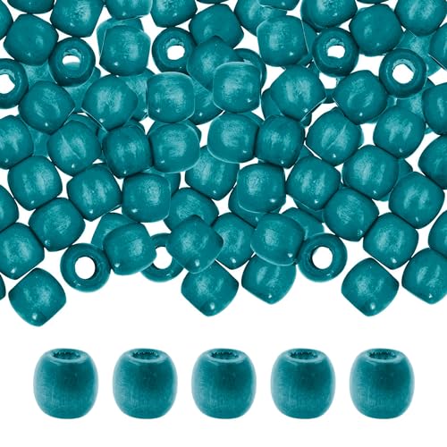 200 blaugrüne Holzperlen mit großem Loch, für Makramee, DIY-Schmuck, Zöpfe, Dreadlock-Haarperlen 200 blaugrüne Holzperlen mit großem Loch, für Makramee, DIY-Schmuck, Zöpfe, Dreadlock-Haarperlen von SKKIKHYBPO