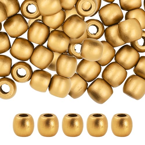 200 goldene Holzperlen mit großem Loch, für Makramee, DIY, Schmuck, Zöpfe, Dreadlock-Haarperlen 200 goldene Holzperlen mit großem Loch, für Makramee, DIY, Schmuck, Zöpfe, Dreadlock-Haarperlen von SKKIKHYBPO