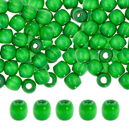 200 grüne Holzperlen mit großem Loch, für Makramee, DIY, Schmuck, Zöpfe, Dreadlock-Haarperlen von SKKIKHYBPO