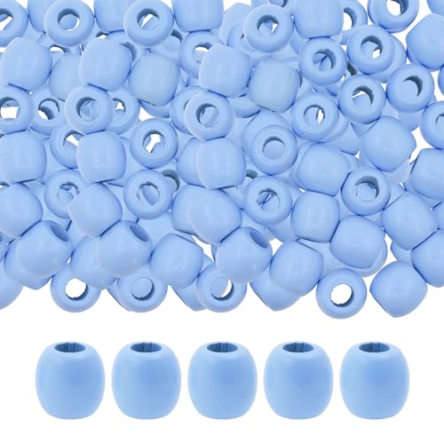 200 hellblaue Holzperlen mit großem Loch, für Makramee, DIY-Schmuck, Zöpfe, Dreadlock-Haarperlen 200 hellblaue Holzperlen mit großem Loch, für Makramee, DIY-Schmuck, Zöpfe, Dreadlock-Haarperlen von SKKIKHYBPO