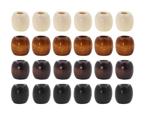 200 natürliche hellbraune, schwarzbraune Holzperlen mit großem Loch, für Bastelarbeiten, Makramee, DIY-Schmuck, Zöpfe, Dreadlock-Haarperlen von SKKIKHYBPO