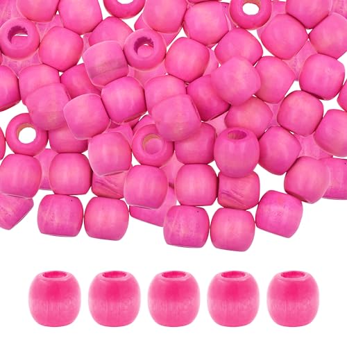200 rosa Holzperlen mit großem Loch, für Makramee, DIY, Schmuck, Zöpfe, Dreadlock-Haarperlen 200 rosa Holzperlen mit großem Loch, für Makramee, DIY, Schmuck, Zöpfe, Dreadlock-Haarperlen von SKKIKHYBPO
