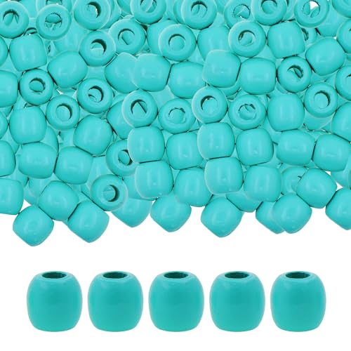 200 türkisfarbene Holzperlen mit großem Loch, für Makramee, DIY, Schmuck, Zöpfe, Dreadlock-Haarperlen 200 türkisfarbene Holzperlen mit großem Loch, für Makramee, DIY, Schmuck, Zöpfe, Dreadlock-Haarperlen von SKKIKHYBPO