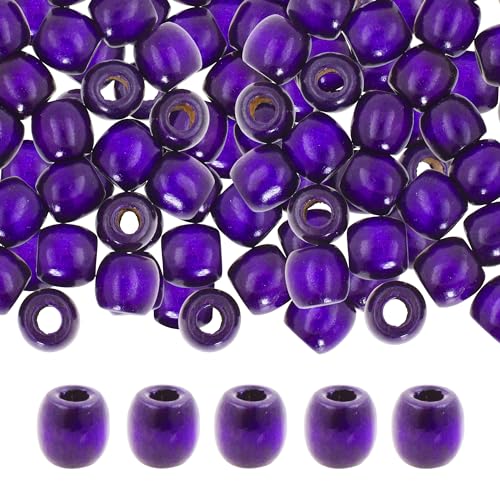 200 violette Holzperlen mit großem Loch, für Bastelarbeiten, Makramee, DIY, Schmuck, Zöpfe, Dreadlock-Haarperlen von SKKIKHYBPO