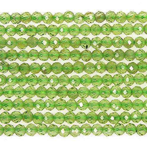 3 mm große, facettierte natürliche Olivin-Perlen, rund, lose Perlen für Schmuckherstellung, Armband, Halskette von SKKIKHYBPO