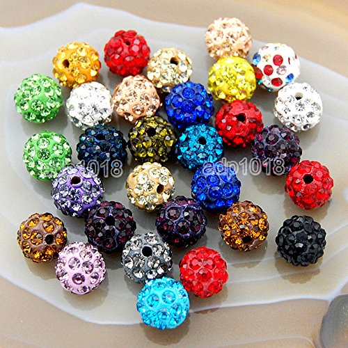 30 Stück hochwertige tschechische Kristall-Strasssteine, rund, 6 mm, 8 mm, 10 mm, 12 mm (10 mm, zufällig gemischt) von SKKIKHYBPO