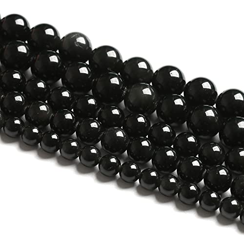 4 mm, 86 Stück, Naturstein, schwarzer Obsidian, lose Perlen für Schmuckherstellung, DIY-Armband, 1 Strang von SKKIKHYBPO