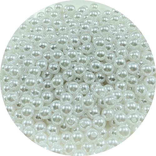 400 Stück Perlen, 8 mm, weiße Perlen, Bastelperlen, runde lose Perlen mit Löchern zum Nähen, Basteln, Dekoration, Armband, Halskette, Schmuckherstellung von SKKIKHYBPO