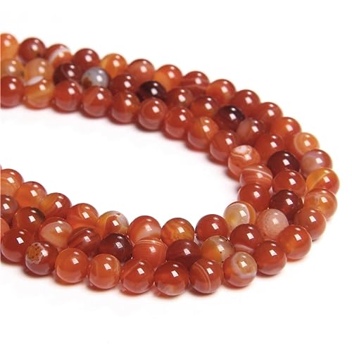 45 Stück 8 mm natürlicher rot gestreifter Achat rund glatt lose Abstandshalter Perlen Lochgröße 1 mm Edelstein Energieheilung DIY Perlen für Armband Halskette Schmuckherstellung von SKKIKHYBPO