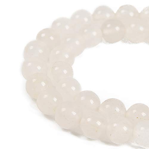 45 Stück 8 mm natürlicher weißer Jade-Edelstein, rund, Abstandshalter, lose Steinperlen zur Schmuckherstellung, 39,4 cm, 1 Strang 45 Stück 8 mm natürlicher weißer Jade-Edelstein, rund, Abstandshalter, lose Steinperlen zur Schmuckherstellung, 39,4 cm, 1 Strang von SKKIKHYBPO