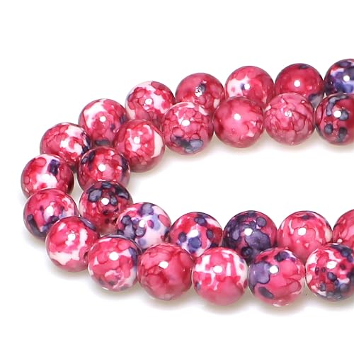 5A glatte runde Regenblumensteine, Perlen, DIY-Armband, Schmuckherstellung, 38,1 cm, Rot von SKKIKHYBPO
