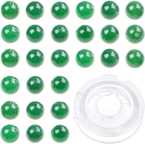 6 mm große, natürliche grüne Achat-Perlen, rund, mit 210 Stück, DIY-Schmuckherstellung, Uni (6 mm, 210 Stück, grüner Achat) von SKKIKHYBPO