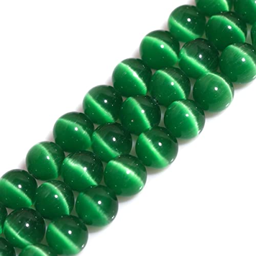 6 mm grüne Katzenaugen-Steinperlen, Katzenauge, runde Perlen für Schmuckherstellung, Strang, 38,1 cm, Halbedelstein, Bastelbedarf von SKKIKHYBPO