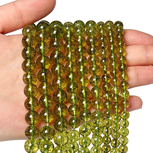 60 Stück 6 mm Natursteinperlen Peridot Perlen Kristall Edelstein für Schmuckherstellung, DIY Armband Halskette von SKKIKHYBPO