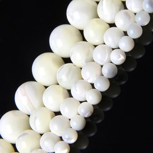 60 Stück 6 mm natürliche weiße Perlmutt-Muschelperlen, natürliche runde Perlen, lose Edelsteinperlen für Schmuckherstellung, Strang, 38,1 cm 60 Stück 6 mm natürliche weiße Perlmutt-Muschelperlen, natürliche runde Perlen, lose Edelsteinperlen für Schmuckherstellung, Strang, 38,1 cm von SKKIKHYBPO