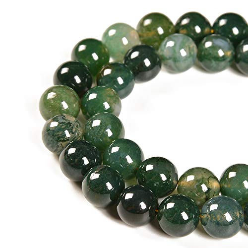 60 Stück 6 mm natürlicher grüner Moosachat-Edelstein, rund, Abstandshalter, lose Steinperlen zur Schmuckherstellung, 39,4 cm, 1 Strang 60 Stück 6 mm natürlicher grüner Moosachat-Edelstein, rund, Abstandshalter, lose Steinperlen zur Schmuckherstellung, 39,4 cm, 1 Strang von SKKIKHYBPO