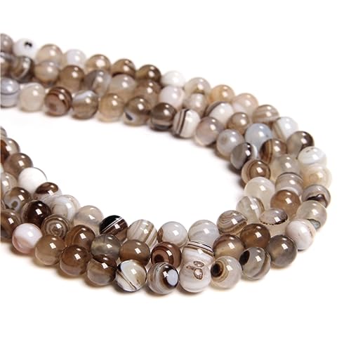 60 Stück 6 mm natürlicher hellbrauner gestreifter Achat, rund, glatt, lose Abstandshalter, Lochgröße 1 mm, Edelstein, Energieheilung, DIY-Perlen für Armbänder, Halsketten, Schmuckherstellung von SKKIKHYBPO