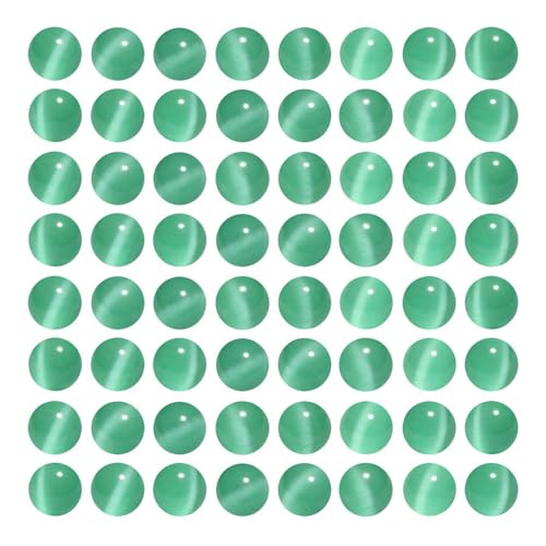 60 Stück blau-grüne Katzenaugen-Steinperlen, 6 mm, runde Kristallperlen für Schmuckherstellung, DIY-Armbänder, Halsketten, Zubehör von SKKIKHYBPO