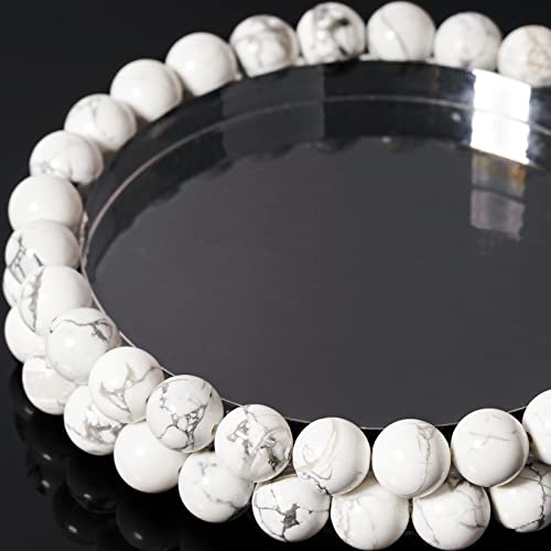 8 mm große, natürliche weiße Howlith runde Perlen, 45 Stück, Edelsteine für Schmuckherstellung, DIY-Armbänder, Halsketten, inklusive Kristall-Stretchschnur zum Basteln von Geschenken 8 mm große, natürliche weiße Howlith runde Perlen, 45 Stück, Edelsteine für Schmuckherstellung, DIY-Armbänder, Halsketten, inklusive Kristall-Stretchschnur zum Basteln von Geschenken von SKKIKHYBPO