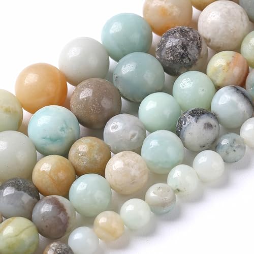 90 Stück 8 mm natürliche, bunte Amazonit-Steinperlen, Edelstein, rund, lose Perlen für DIY-Armbänder, Halsketten, Accessoires, Schmuckherstellung, 2 Stränge, 81,3 cm von SKKIKHYBPO