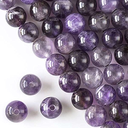 Amethystperlen mit großem Loch, 2,5 mm, gebohrt, 12 mm, glatt, rund, 20,3 cm Strang von SKKIKHYBPO