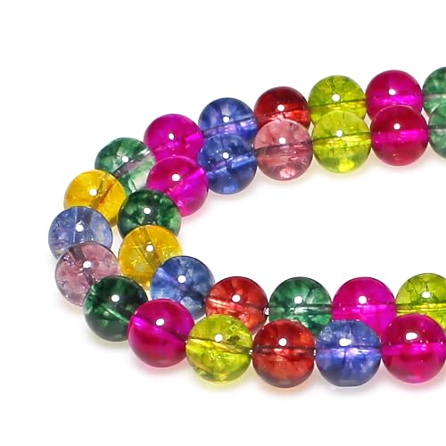 Bastelperlen, 6 mm, 60 Stück, rund, mehrfarbig, Crack-Kristalle, lose Perlen für Schmuckherstellung, Armband, Halskette, Ohrringe, Anhänger Bastelperlen, 6 mm, 60 Stück, rund, mehrfarbig, Crack-Kristalle, lose Perlen für Schmuckherstellung, Armband, Halskette, Ohrringe, Anhänger von SKKIKHYBPO