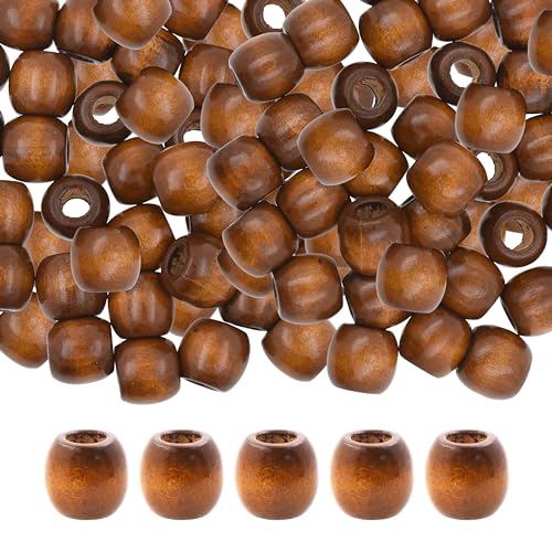 Braune Holzperlen mit großem Loch, für Makramee, DIY, Schmuck, Zöpfe, Dreadlock-Haarperlen, 200 Stück Braune Holzperlen mit großem Loch, für Makramee, DIY, Schmuck, Zöpfe, Dreadlock-Haarperlen, 200 Stück von SKKIKHYBPO