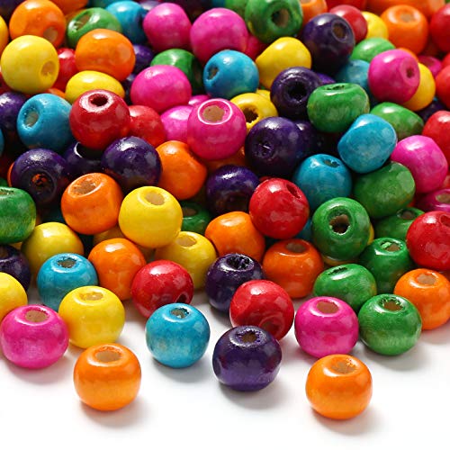 Bunte Holzperlen, runde Holzperlen, Abstandshalter mit 8 mm großem Loch, mehrfarbige Bastelperlen für selbstgemachte Schmuckarmbänder, 1000 Stück Bunte Holzperlen, runde Holzperlen, Abstandshalter mit 8 mm großem Loch, mehrfarbige Bastelperlen für selbstgemachte Schmuckarmbänder, 1000 Stück von SKKIKHYBPO
