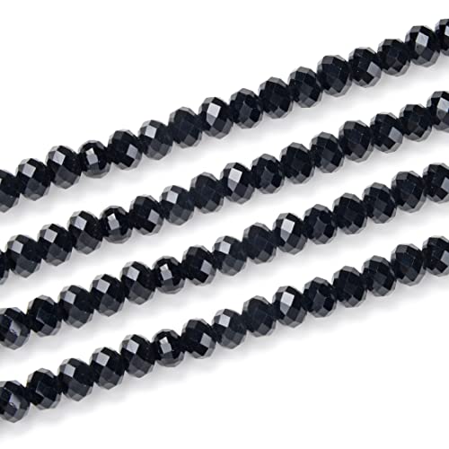 CCR623 tschechische facettierte Rondelle-Kristallglasperlen, lose Perlen, 6 mm, Abstandshalter, Großpackung, Tiefschwarz (840–860 Stück) für Bastelarbeiten, Schmuckherstellung, 10 Stränge von SKKIKHYBPO